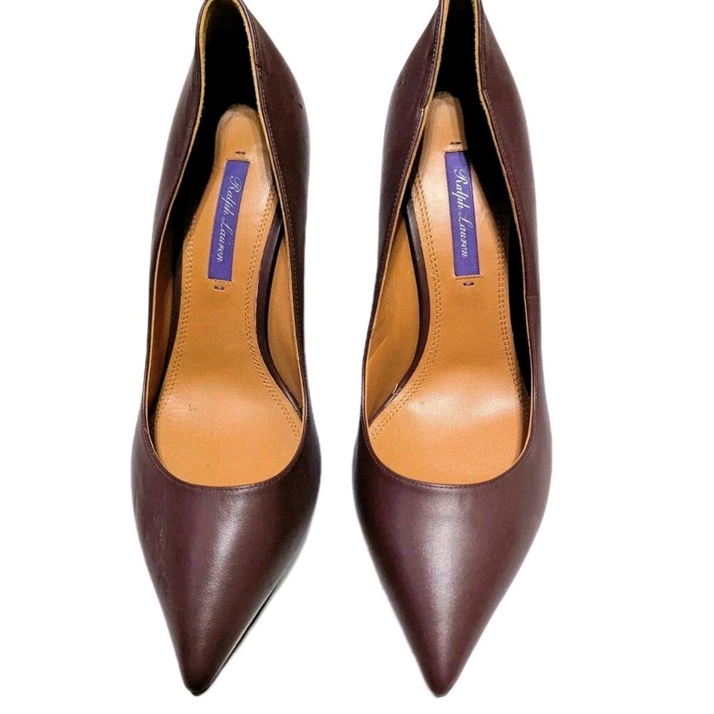 Ralph Lauren Purple Label Celia Heels Burgundy Leather Pumps Womens 7.5 Shoes